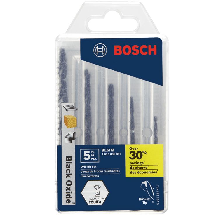 BOSCH 5 PC. IMPACT TOUGH™ Black Oxide Drill Bit Set