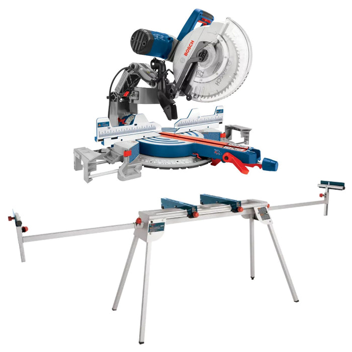 BOSCH 12" Dual-Bevel Glide Miter Saw + Folding-Leg Miter Saw Stand