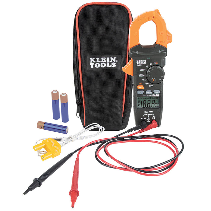 KLEIN TOOLS Digital Clamp Meter, AC Auto-Ranging 400 Amp w/ Temp