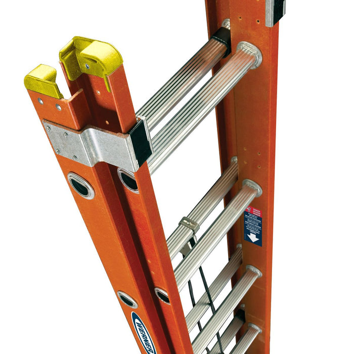 Werner D6216-2 Fiberglass D-Rung Extension Ladder, 16 ft, 2-Section, Type IA, 300 lb Duty Rating, D6200-2 Series