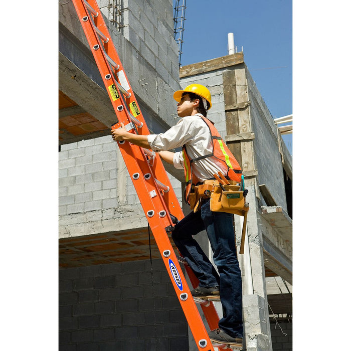 Werner D6216-2 Fiberglass D-Rung Extension Ladder, 16 ft, 2-Section, Type IA, 300 lb Duty Rating, D6200-2 Series