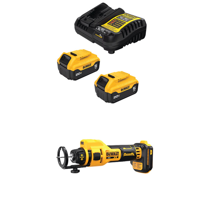 DEWALT 20V MAX* 5Ah Battery Kit & FREE 20V MAX* XR® Drywall Cut-Out Tool