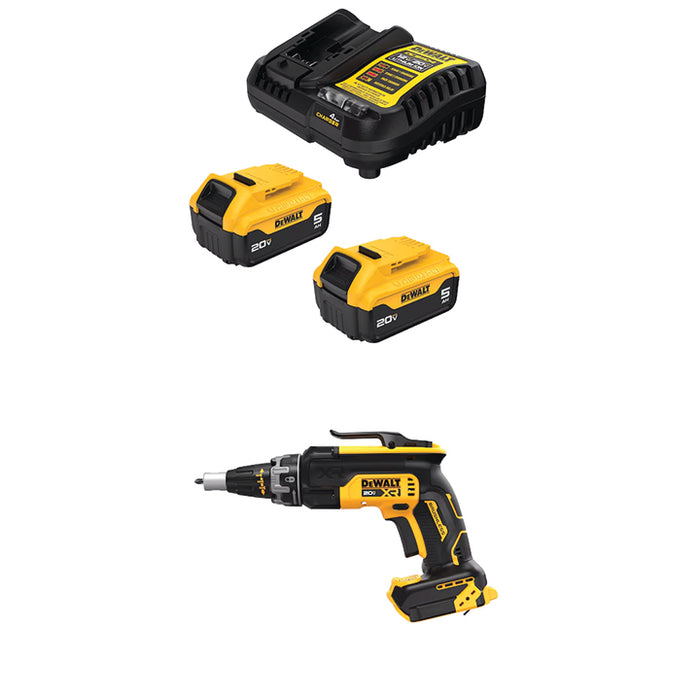 DEWALT 20V MAX* 5Ah Battery Kit & FREE 20V MAX* XR® Drywall Screw Gun