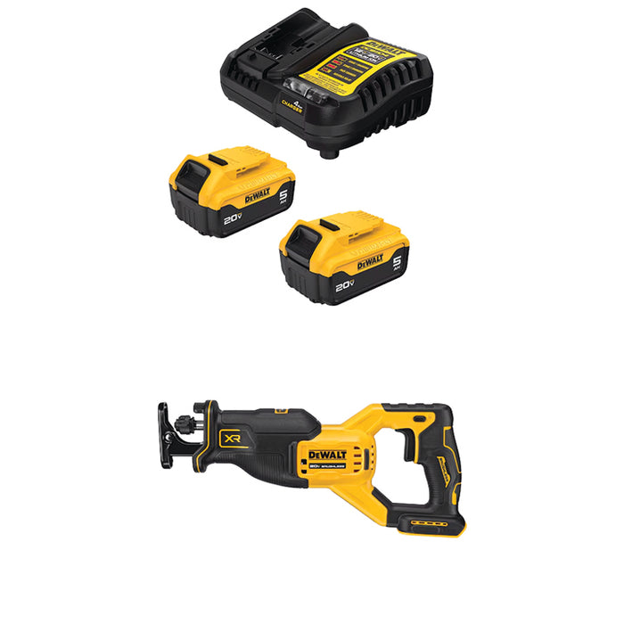 DEWALT 20V MAX* 5Ah Battery Kit & FREE 20V MAX* XR® Reciprocating Saw