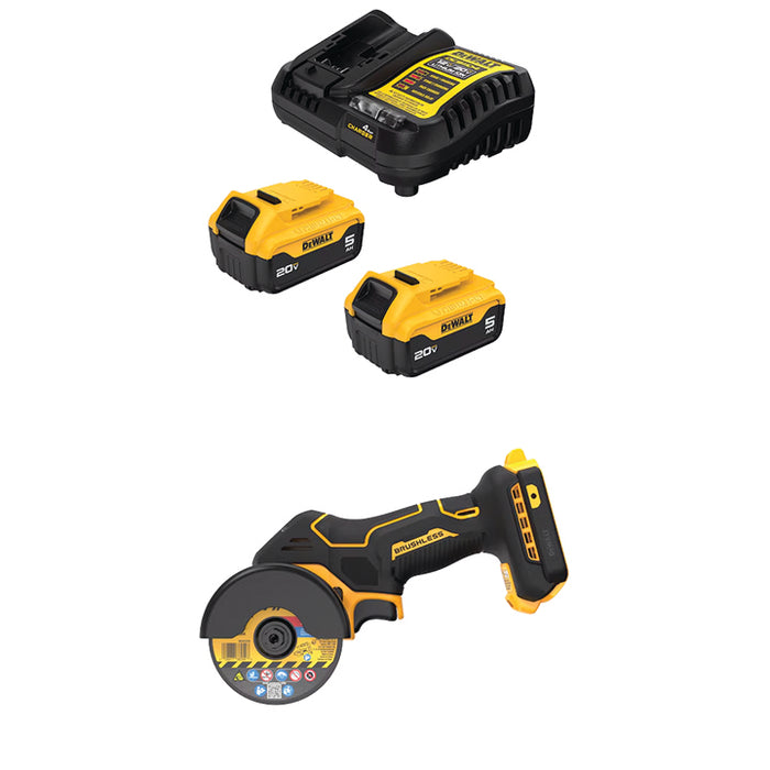 DEWALT 20V MAX* 5Ah Battery Kit & FREE 20V MAX* XR® 3" Cut-Off Tool