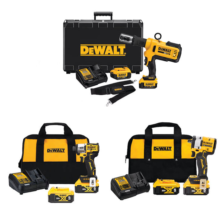 DEWALT 20V MAX* Press Tool Kit + FREE 20V MAX* XR® 3-Speed 1/4" Impact Driver Kit & 20V MAX* ATOMIC® 1/2" Impact Wrench w/ Hog Ring Anvil Kit