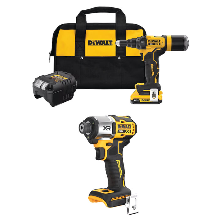 DEWALT 20V MAX* XR® 3/16" Rivet Tool Kit & FREE 20V MAX* XR® 3-Speed Impact 1/4" Driver