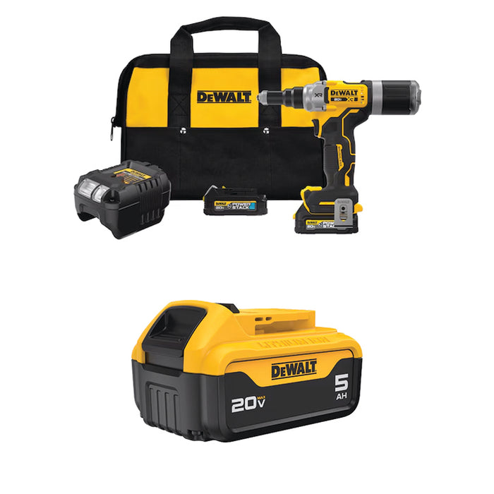 DEWALT 20V MAX* XR® 1/4" Rivet Tool Kit & FREE 20V MAX* 5Ah Battery