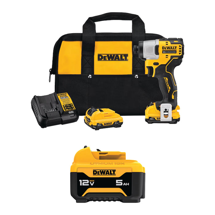 DEWALT 12V MAX* XTREME™ 1/4" Impact Driver Kit & FREE 12V MAX* 5Ah Battery