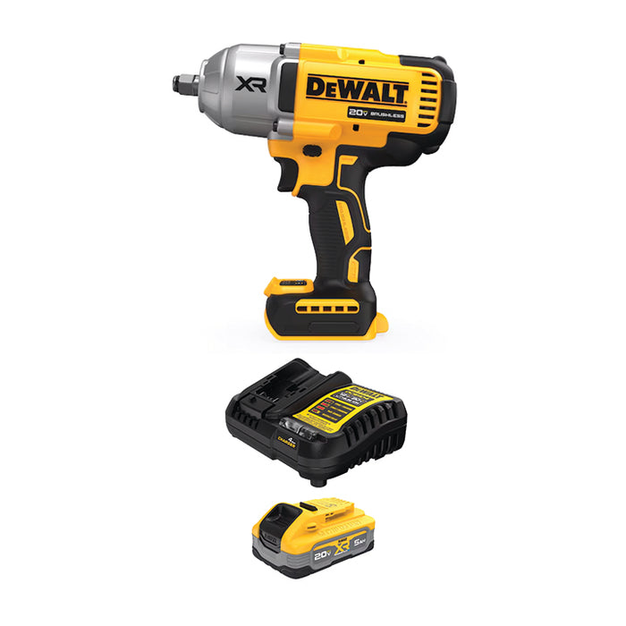 DEWALT 20V MAX* XR® 1/2" High Torque Impact Wrench w/ Hog Ring Anvil & 20V MAX* XR® POWERSTACK™ 5Ah Battery Kit