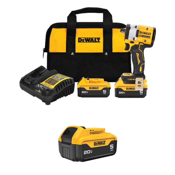 DEWALT 20V MAX* ATOMIC™ 1/2" Impact Wrench w/ Hog Ring Anvil Kit & FREE 20V MAX* 5Ah Battery