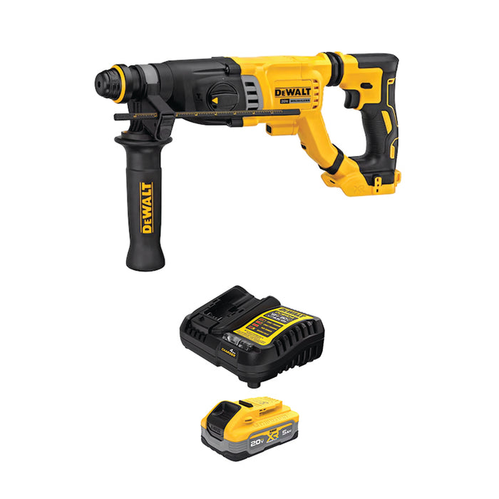 DEWALT 20V MAX* 1-1/8" SDS PLUS D-Handle Rotary Hammer & 20V MAX* XR® POWERSTACK™ 5Ah Battery Kit