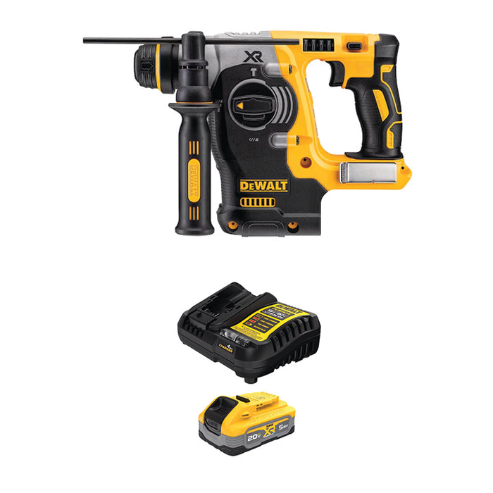 DEWALT 20V MAX* XR® 1" SDS PLUS L-Shape Rotary Hammer & 20V MAX* XR® POWERSTACK™ 5Ah Battery Kit