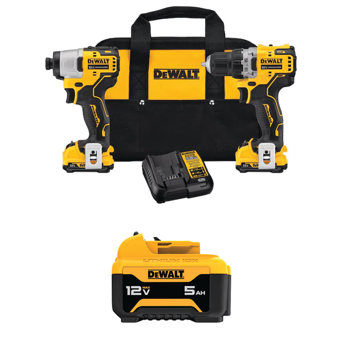 DEWALT 12V MAX* XTREME™ Drill & Impact Driver Combo Kit & FREE 12V MAX* 5Ah Battery