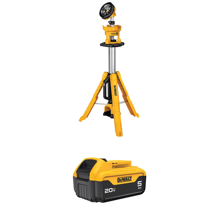 DEWALT 20V MAX* Tripod Light & FREE 20V MAX* 5Ah Battery