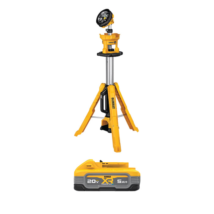 DEWALT 20V MAX* Tripod Light & FREE 20V MAX* XR® POWERSTACK™ 5Ah Battery