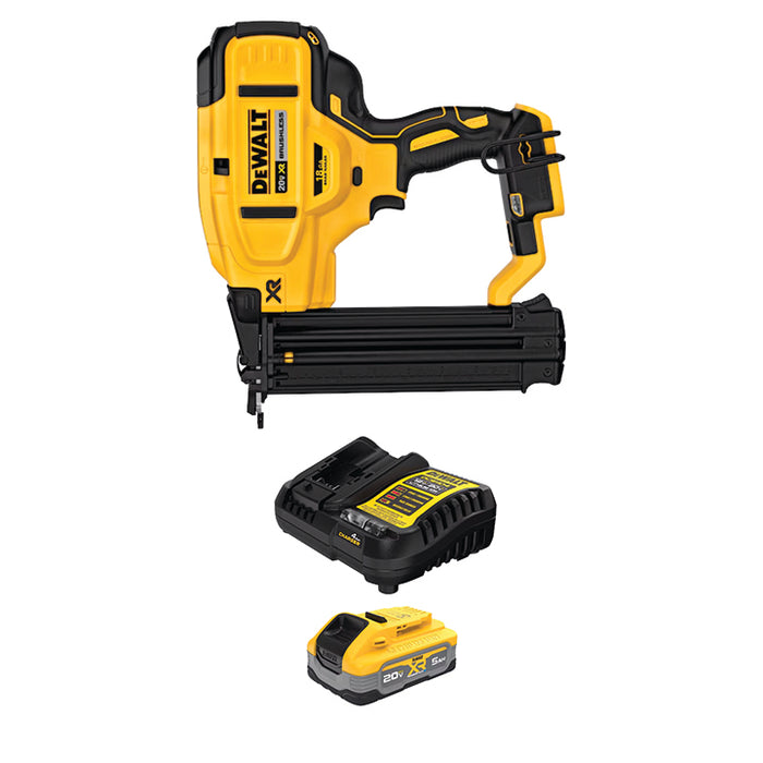 DEWALT 20V MAX* XR® 18 GA Brad Nailer & 20V MAX* XR® POWERSTACK™ 5Ah Battery Kit