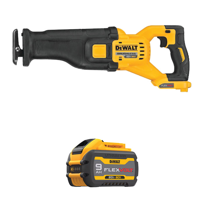 DEWALT 60V MAX* FLEXVOLT® Reciprocating Saw & FREE 20V MAX* / 60V MAX* FLEXVOLT® 9Ah Battery