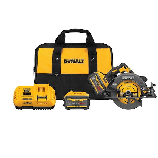 DEWALT 60V MAX* FLEXVOLT® 7-1/4" Circular Saw w/ Electronic Brake Kit w/ 2 Batteries