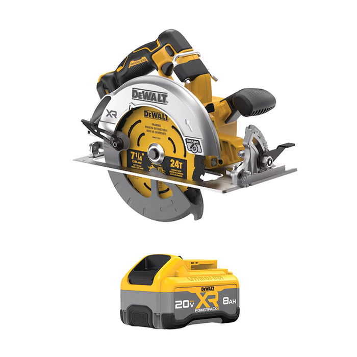 DEWALT 20V MAX* XR® 7-1/4" Circular Saw & FREE 20V MAX* XR POWERPACK™ 8 Ah Battery