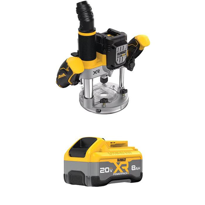 DEWALT 20V MAX* XR® 2-1/4 Peak HP Plunge Router & FREE 20V MAX* XR® POWERPACK™ 8 Ah Battery