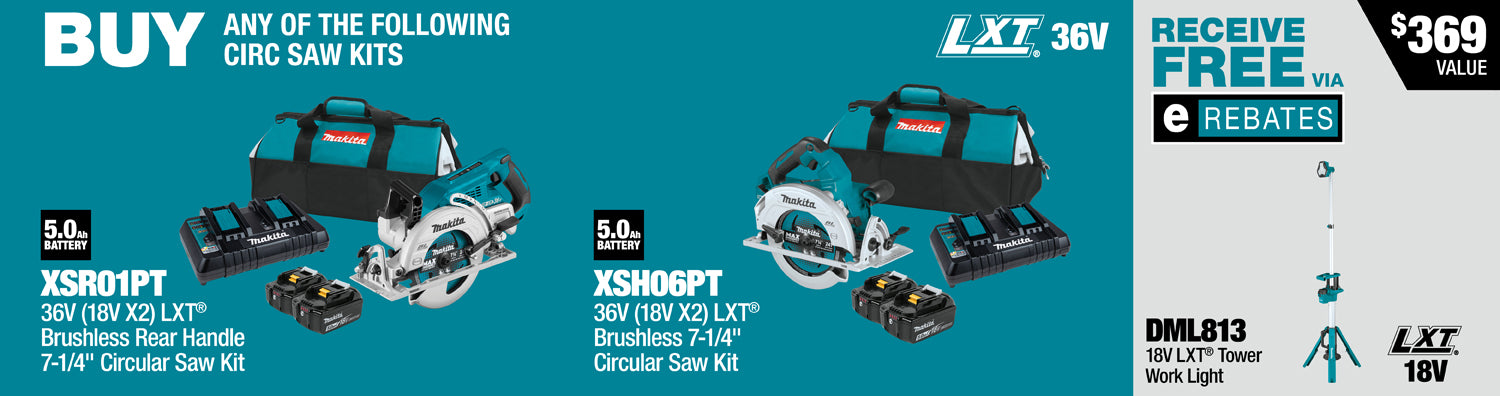 MAKITA Juego de sierra circular de 7‑1/4" con mango trasero LXT® de 36 V (18 V X2)