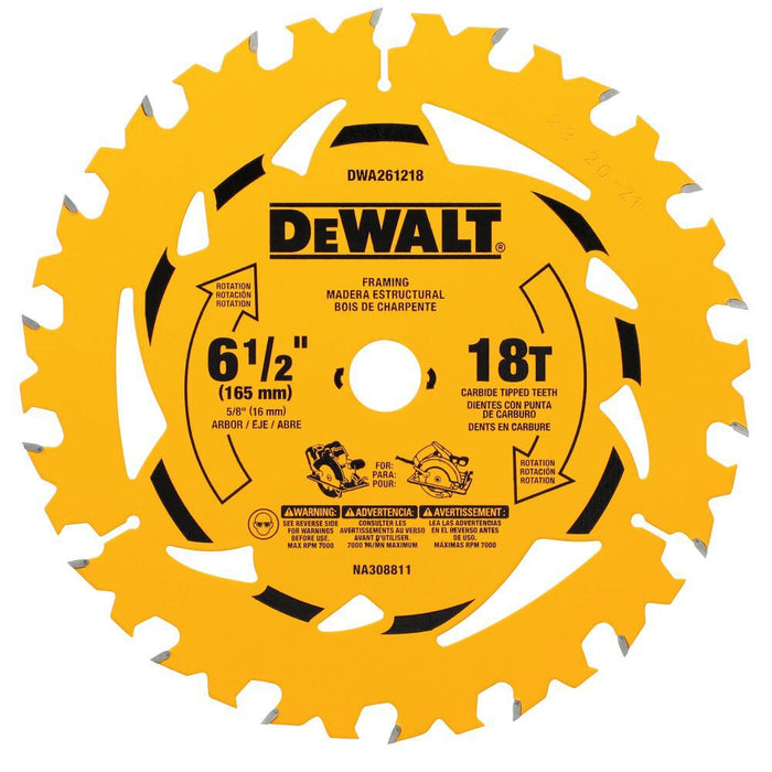 DEWALT 6-1/2" 18T Circular Saw Blade