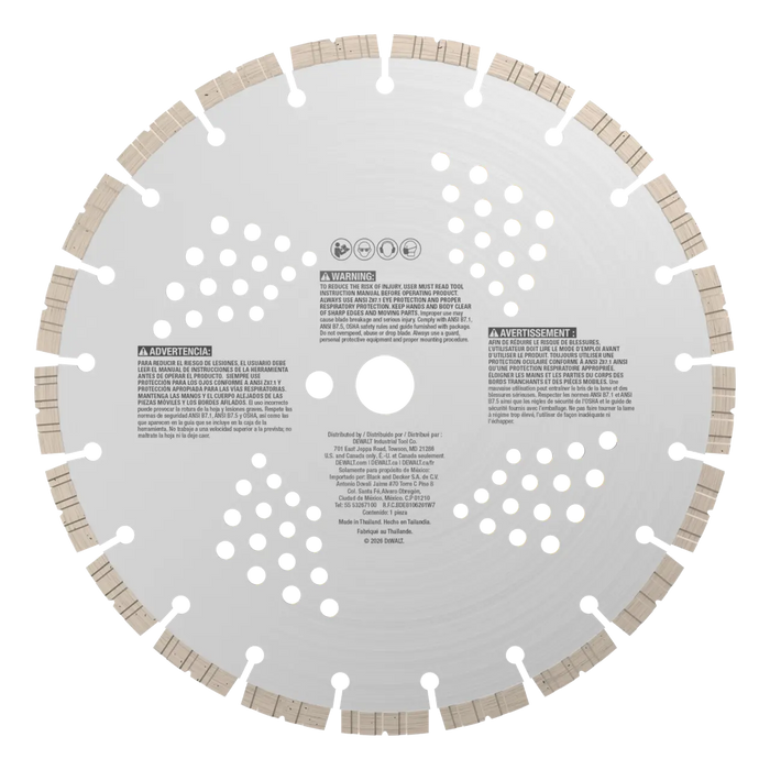 DEWALT POWERSHIFT™ 12 Inch XP Segmented Diamond Blade