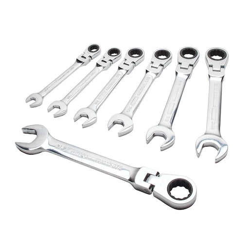 DEWALT Combination Ratcheting Wrench Set, SAE/Standard Wrenches, Flex Head, 7-Piece