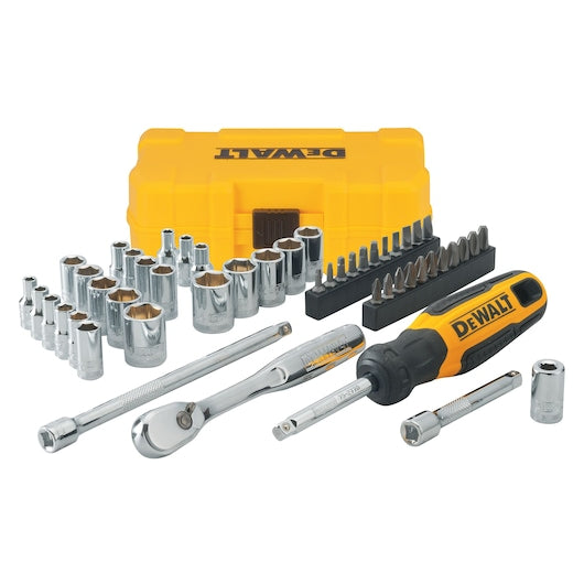 DEWALT 1/4 in. 6 pt. Socket Set with Accessories, Metric and Imperial - 50 pc.