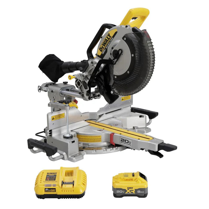 Sierra ingletadora compuesta deslizante de doble bisel DEWALT de 12"