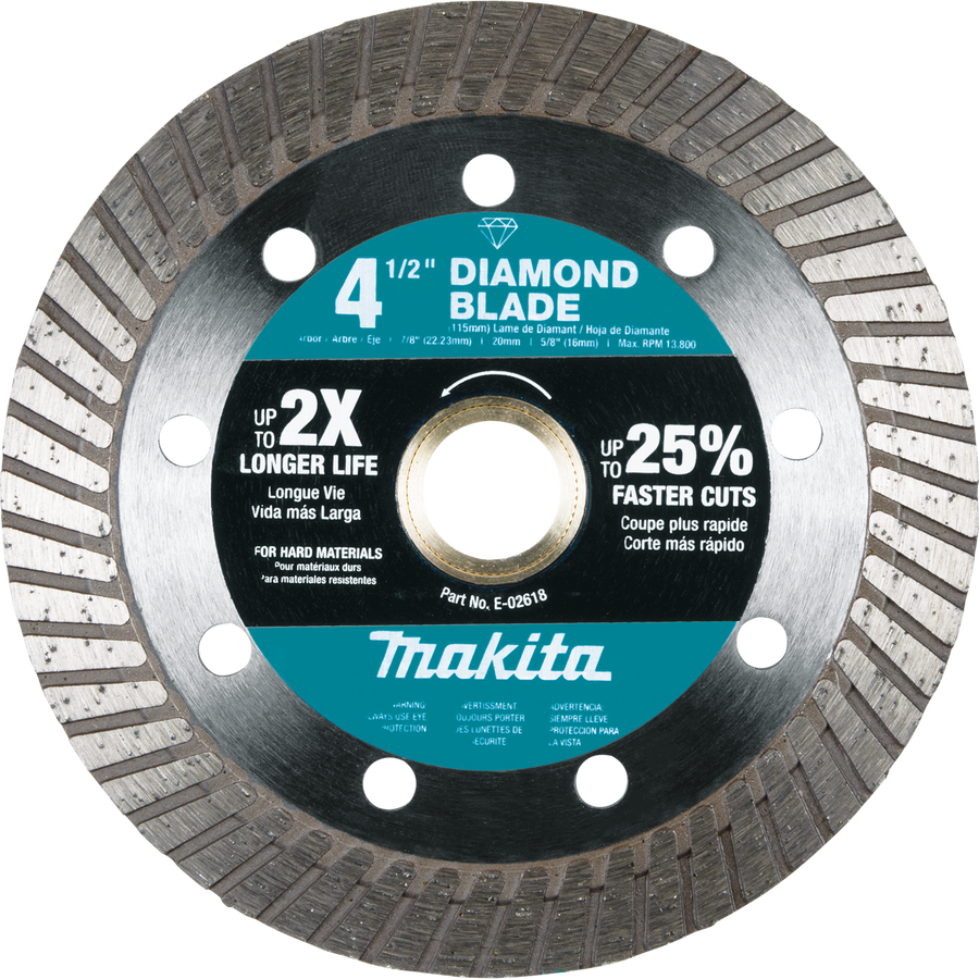 MAKITA 4‑1/2" Diamond Blade, Turbo, Hard Material