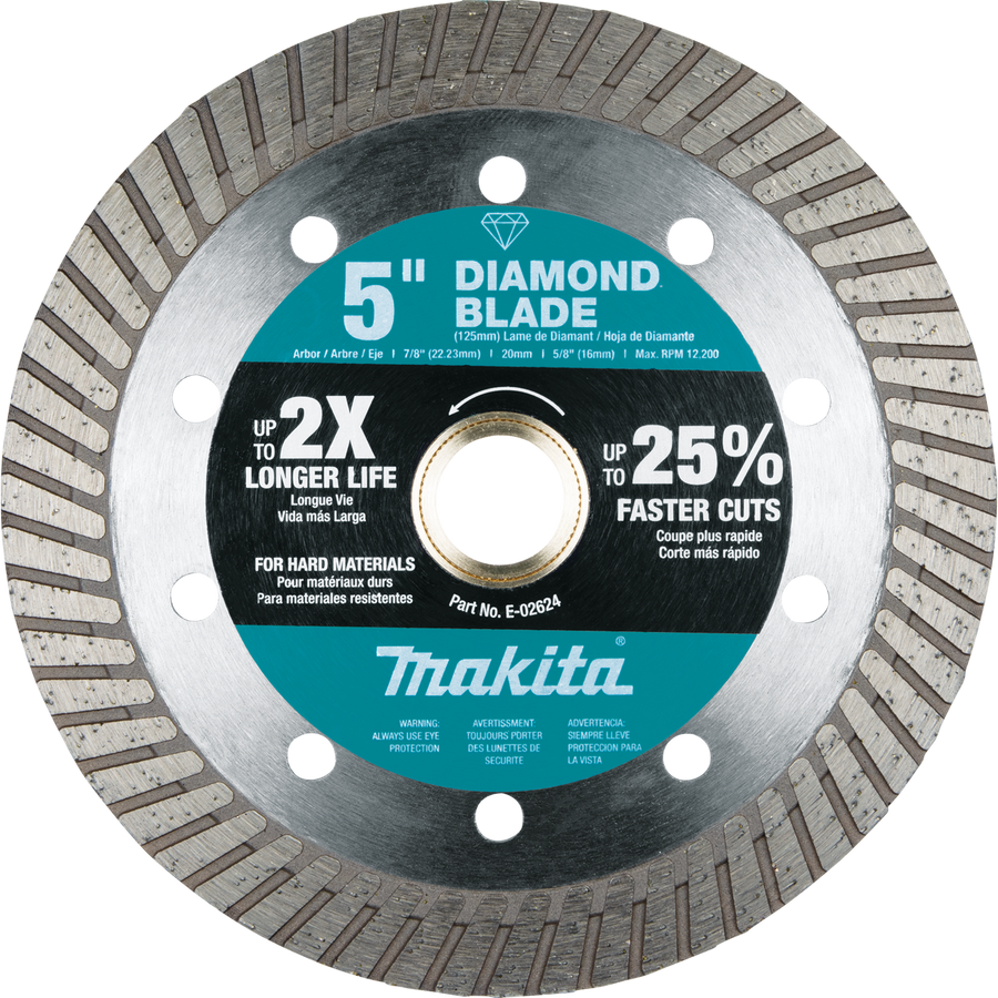 MAKITA 5" Diamond Blade, Turbo, Hard Material