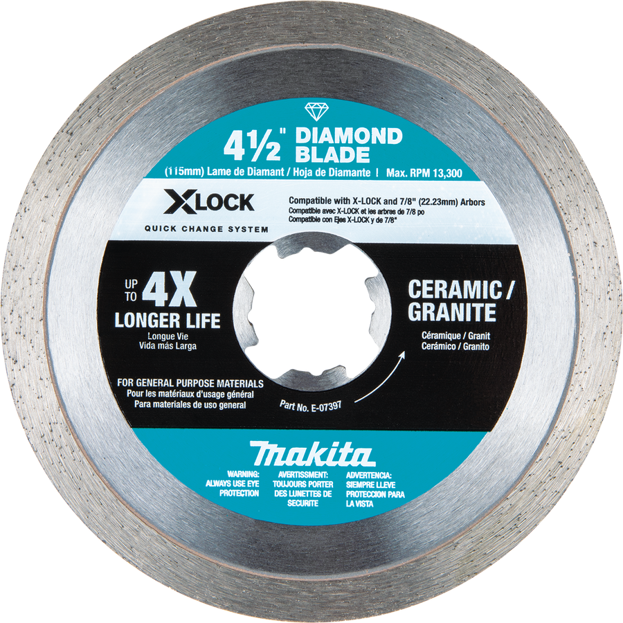 MAKITA X‑LOCK 4‑1/2" Continuous Rim Diamond Blade For Ceramic & Granite Cutting