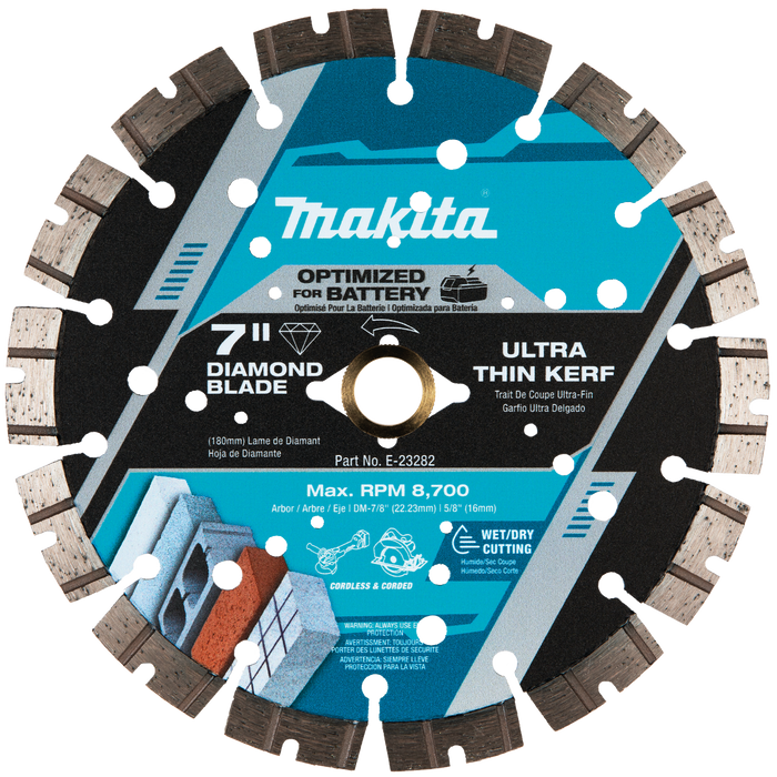 MAKITA 7" Thin Kerf Diamond Blade, Segmented, General Purpose