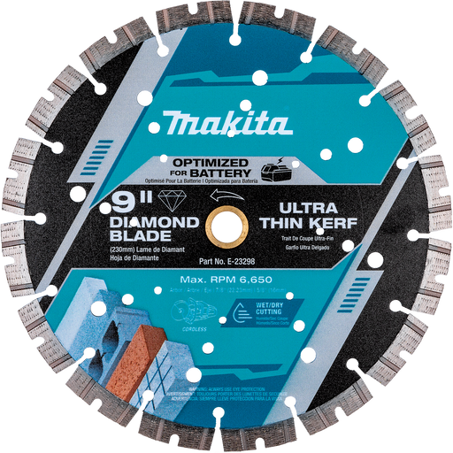 MAKITA 9" Thin Kerf Diamond Blade, Segmented, General Purpose