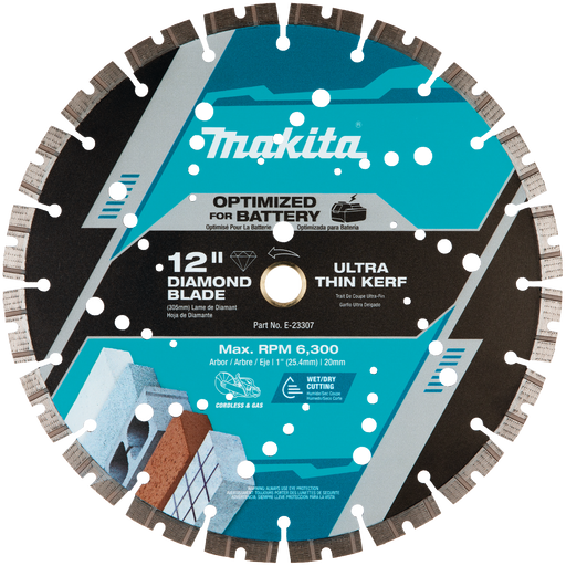 MAKITA 12" Thin Kerf Diamond Blade, Segmented, General Purpose