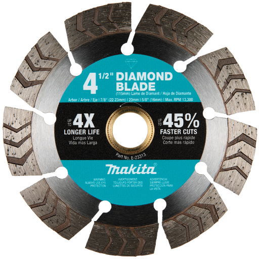 MAKITA 4‑1/2" Diamond Blade, Segmented Turbo, General Purpose