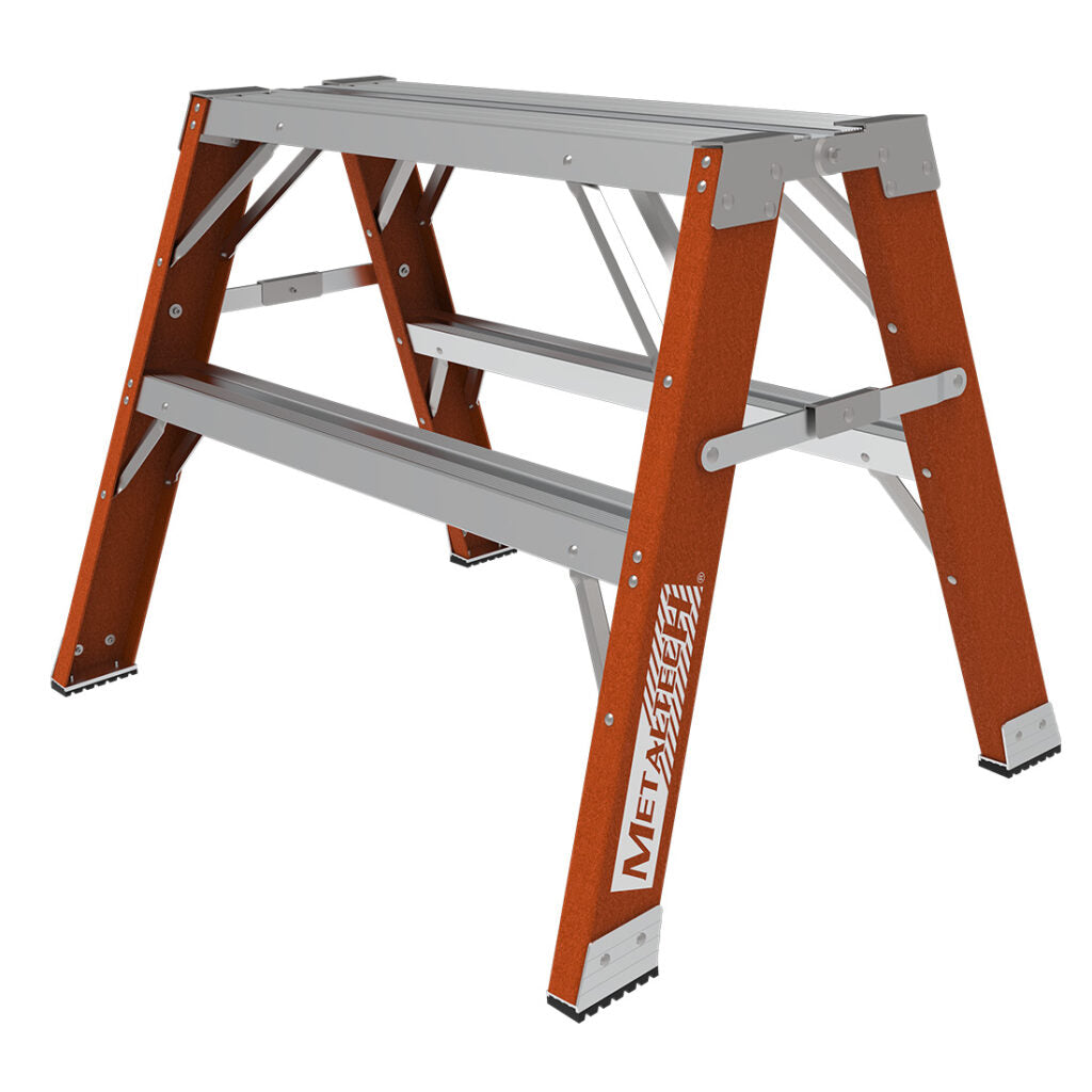 METALTECH 2′ BUILDMAN™ Grade Fiberglass Step-Up Workbench, Sawhorse Stand