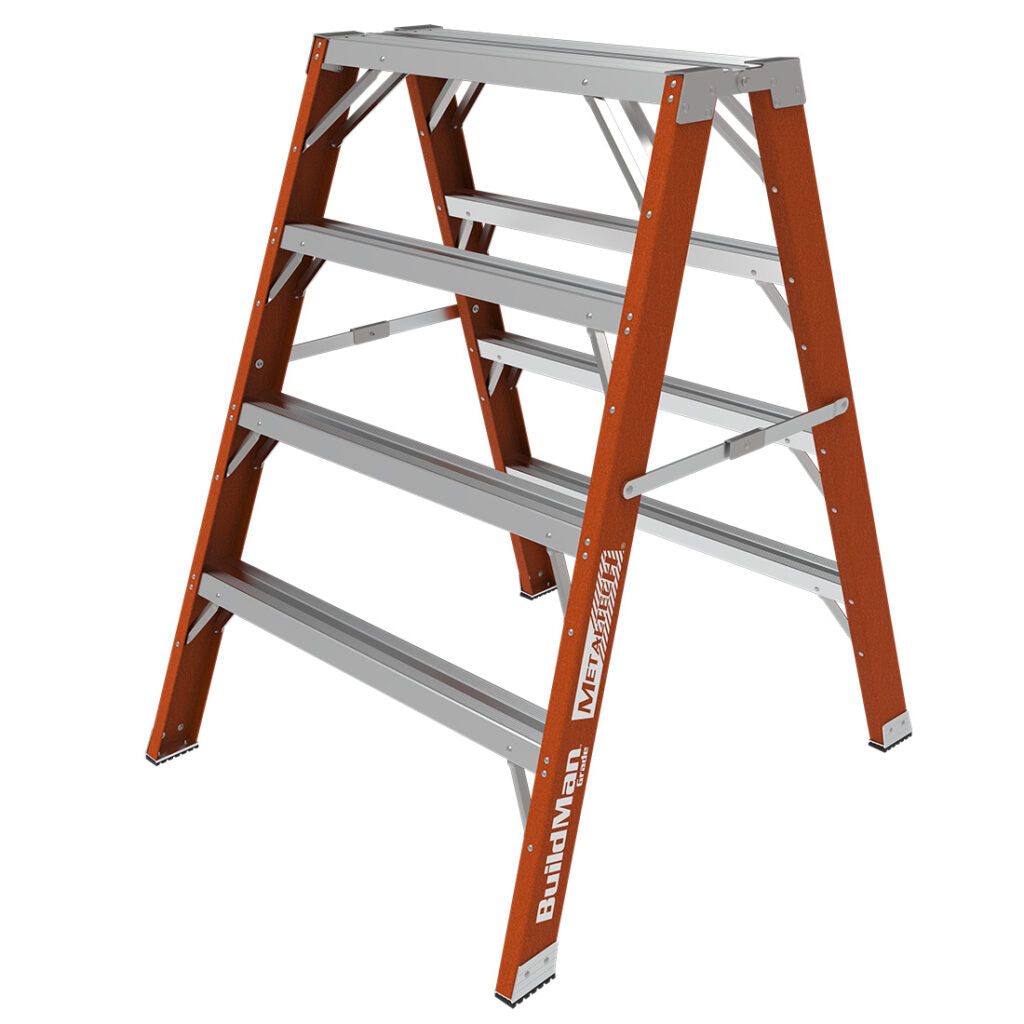 METALTECH 4′ BUILDMAN™ Grade Fiberglass Step-Up Workbench, Sawhorse Stand