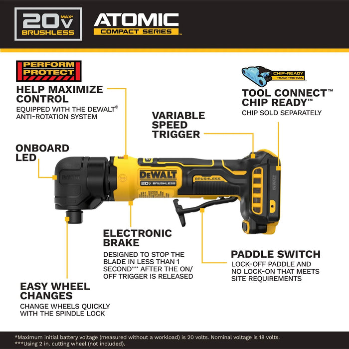 DEWALT ATOMIC 20V MAX* Brushless Cordless 1/4 in. Right Angle Die Grinder (Tool Only) - DCG422B