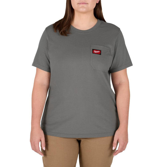 MILWAUKEE Gray Women's GRIDIRON™ Short Sleeve Pocket T-Shirt