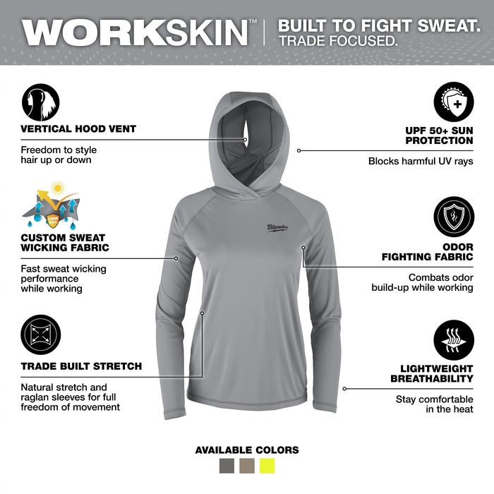 Milwaukee WMN WORKSKIN Hood Shirt Gray XS F550G-XS