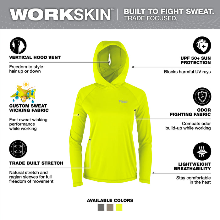 Milwaukee WMN WORKSKIN Hooded Shirt Ylw 2X F550Y-2X