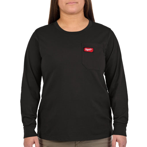 Milwaukee Women's GRIDIRON Long Sleeve Pocket T-Shirt - Black XL