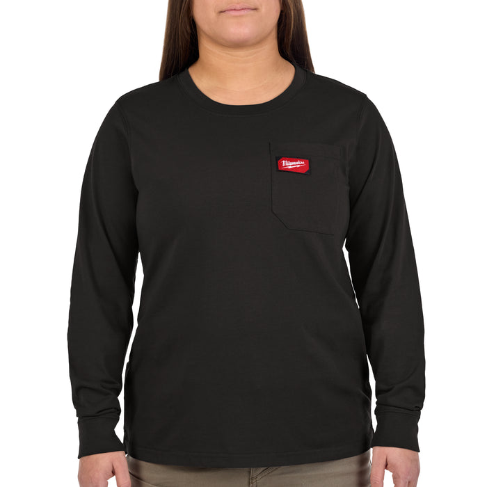 Milwaukee Women's Pocket T - LS Blk M F551B-M