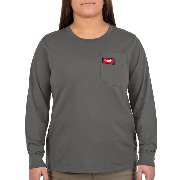Milwaukee Women's GRIDIRON™ Long Sleeve Pocket Tee - Gray XS F551G-XS