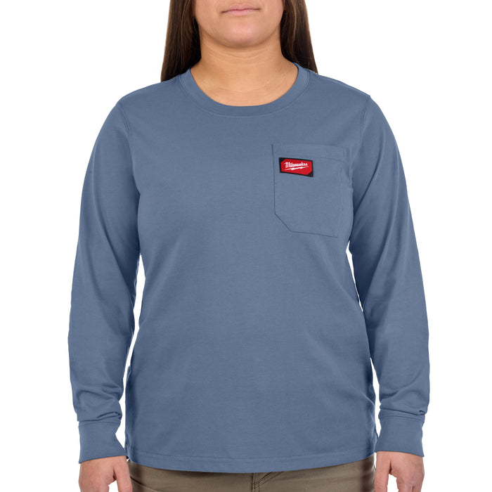 Milwaukee Women's Pocket T - LS Blue XL F551U-XL