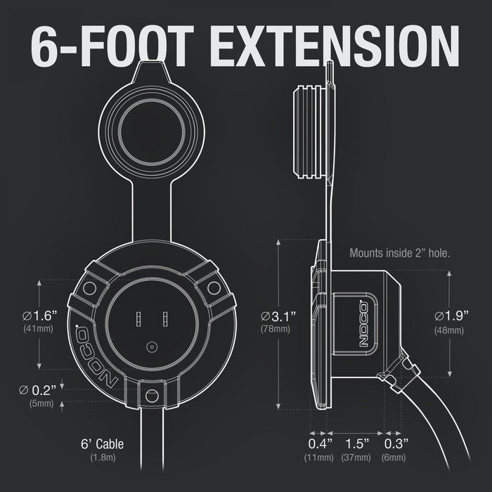 NOCO AC Port Plug w/ 6' Extension Cord