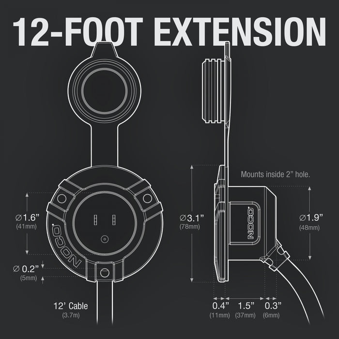 NOCO AC Port Plug w/ 12' Extension Cord